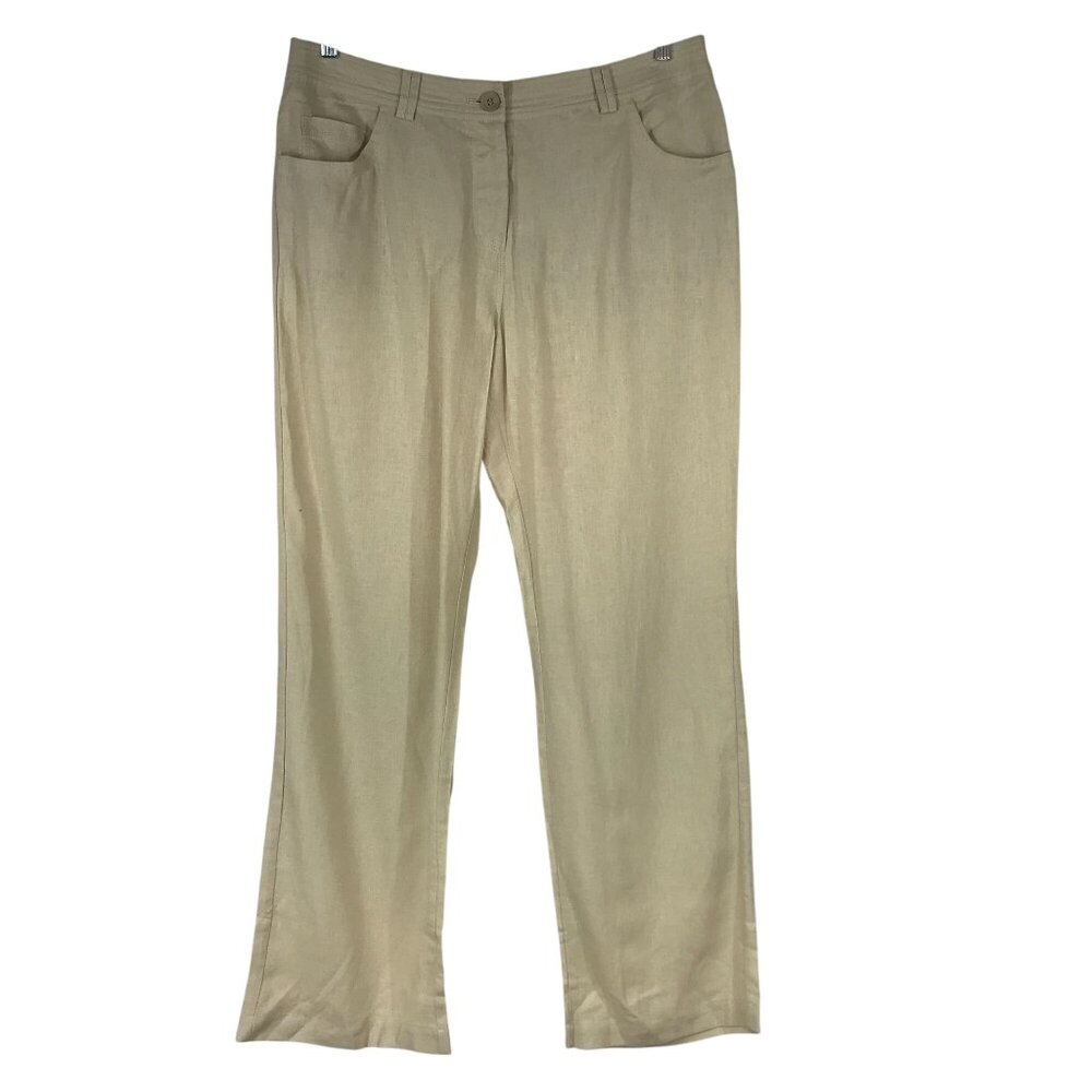 ELLEN ORTON - WOMEN'S LARGE - BEIGE LINEN BLEND PANTS
